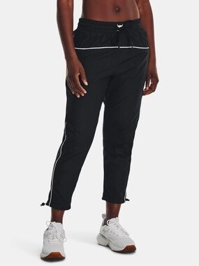 Under Armour Project Rock Black Track Pants with White Piping